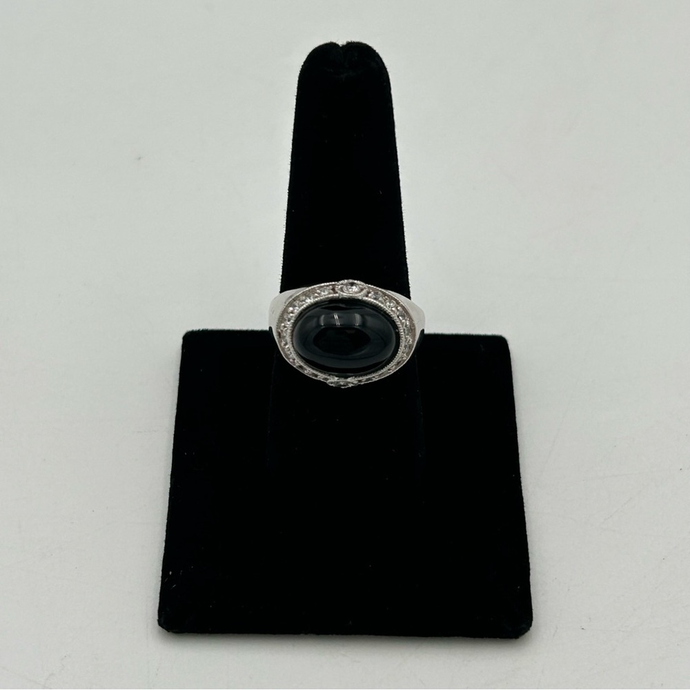 Vintage Sterling Silver with Black Gemstone Ring